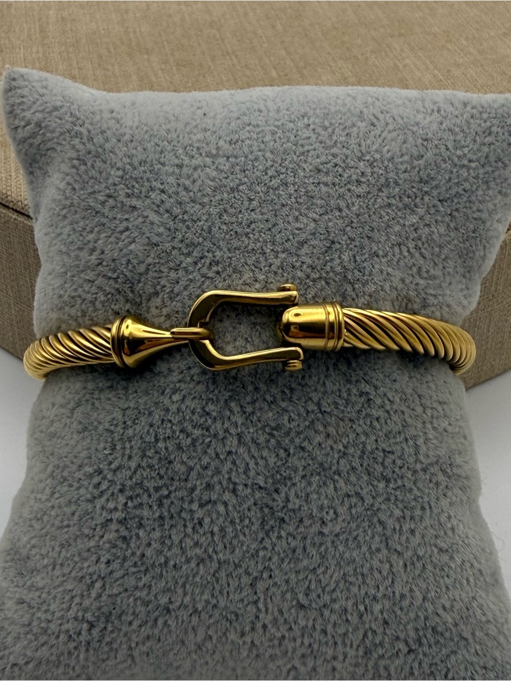 Vintage Gold-Tone Twisted Cable Hook Bracelet